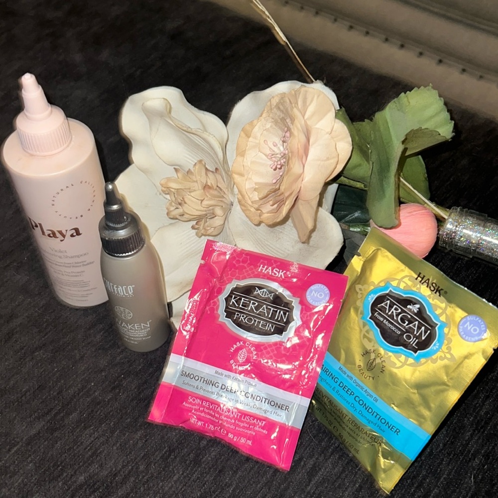 Hask Keratin Protein, Argan Oil condition Masks Surface Awaken & Playa Shampoo